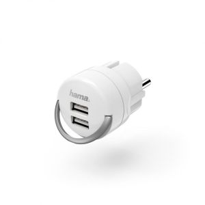 HAMA Зарядно 220V/2xUSB- 5V/2400 mA, бяло 0
