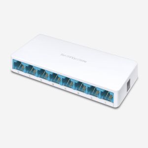 Комутатор Mercusys MS108, 8-порта 10/100Mbps, неуправляем, настолен 0
