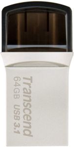 Кликни за увеличение USB памет Transcend 64GB JETFLASH 890S, USB 3.1 Type C, Silver Plating 0